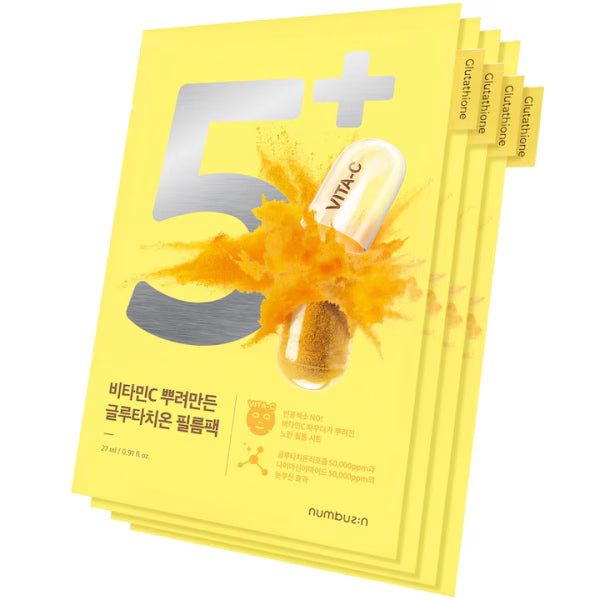 Numbuzin – No.5 Vitamin Spotlight Sheet Mask, 1 Box, 27ml x 5EA